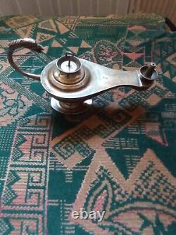 Ancient Aladin-type oil lamp in solid 925 sterling silver