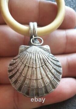 Ancient And Rare Baby Shock Shell Shape Silver Massif