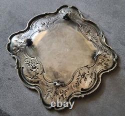 Ancient And Rare Pretty Plate Empty Pocket Art Nouveau Art Deco Silver Massif