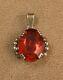 Ancient Art Deco Pendant In 18k Gold & Solid Silver With Red Stone Mixed Hallmark