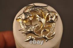 Ancient Art Nouveau Chimera Brooch in Solid Silver and Gold Antique Griffin