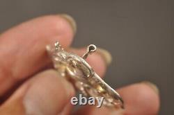 Ancient Art Nouveau Chimera Brooch in Solid Silver and Gold Antique Griffin