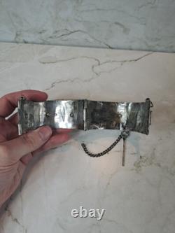 Ancient Berber Bracelet Morocco Solid Silver and Enamel Berber Ethnic Solid Silver