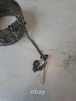Ancient Berber Bracelet Morocco Solid Silver and Enamel Berber Ethnic Solid Silver