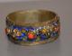 Ancient Berber Cuff Bracelet In Solid Engraved Silver With Enamel Ethnic Jewelry