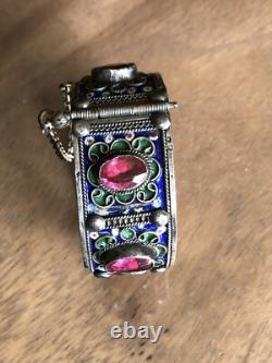 Ancient Berber Kabyle child bracelet enameled silver crab hallmarks