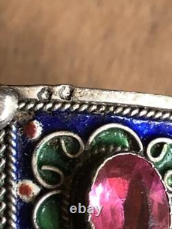 Ancient Berber Kabyle child bracelet enameled silver crab hallmarks