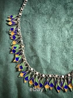 Ancient Berber Necklace Solid Silver and Enamel Kabyle Silver Necklace Hallmarks