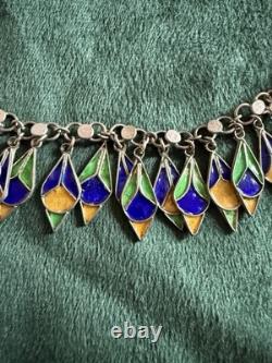 Ancient Berber Necklace Solid Silver and Enamel Kabyle Silver Necklace Hallmarks