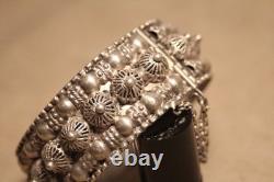 Ancient Berber bracelet in solid silver, 8 hallmarks, cabochons, filigree, ethnic