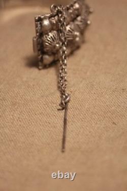 Ancient Berber bracelet in solid silver, 8 hallmarks, cabochons, filigree, ethnic