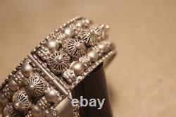 Ancient Berber bracelet in solid silver, 8 hallmarks, cabochons, filigree, ethnic