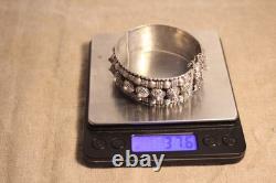 Ancient Berber bracelet in solid silver, 8 hallmarks, cabochons, filigree, ethnic
