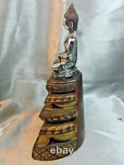 Ancient Buddha Goddess Silver Massive Statue Asian Buddha Silver China