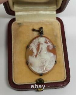 Ancient Camée Art New Silver Vermeil Lady Angel Vintage Cameo Carved Shell