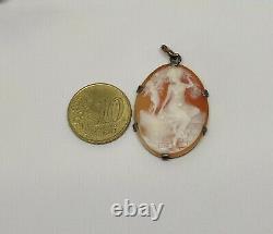 Ancient Camée Art New Silver Vermeil Lady Angel Vintage Cameo Carved Shell