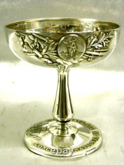 Ancient Chalice Cup Trophy Silver Shooting Wild Boar Eugène Lefebvre 1889