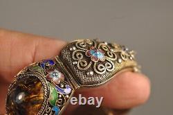 Ancient Chinese Enameled Silver Bracelet