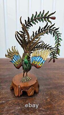 Ancient Chinese Phoenix in Sterling Silver Gilt and Cloisonné