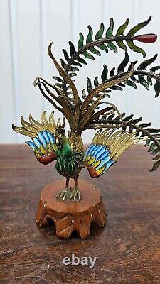 Ancient Chinese Phoenix in Sterling Silver Gilt and Cloisonné