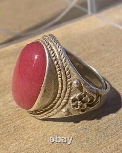 Ancient Chinese Ring Xix-xx Century, Silver Massif, Beautiful Jade Stone