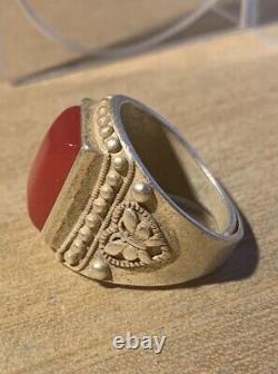 Ancient Chinese Ring Xix-xx Century, Silver Massif, Beautiful Jade Stone