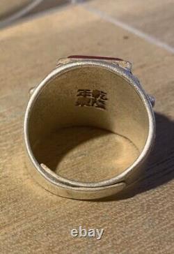 Ancient Chinese Ring Xix-xx Century, Silver Massif, Beautiful Jade Stone