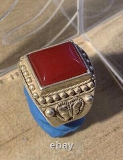 Ancient Chinese Ring Xix-xx Century, Silver Massif, Beautiful Jade Stone