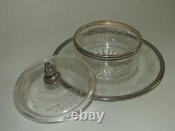 Ancient Confiturier Crystal & Silver Solid Age XIX Ancient Solid Silver