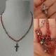 Ancient Coral Rosary Faceted In Sterling Silver With Beautiful Cross