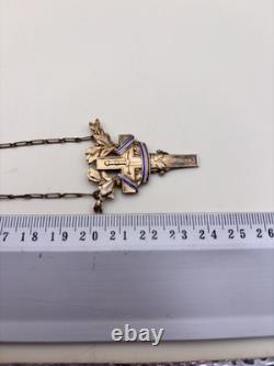 Ancient Cross Sword Necklace WW1 Solid Silver Vermeil Becker Victory Cross Patria