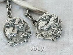 Ancient Cuff Buttons Silver Massif Art New Dropsy Woman Iris 1900