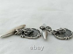 Ancient Cuff Buttons Silver Massif Art New Dropsy Woman Iris 1900