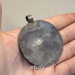 Ancient Greek Roman pendant in solid silver with image of a king