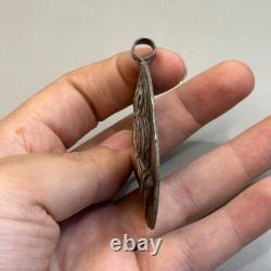 Ancient Greek Roman pendant in solid silver with image of a king