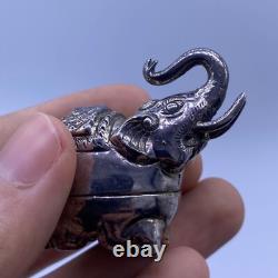 Ancient Indian Mughal ceremonial elephant figurine in solid silver, 18th century