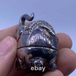Ancient Indian Mughal ceremonial elephant figurine in solid silver, 18th century
