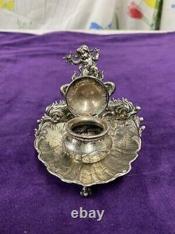 Ancient Ink-of-one Solid Silver 18th Angelot Decor And Newt Raisin Bunch Punch