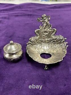 Ancient Ink-of-one Solid Silver 18th Angelot Decor And Newt Raisin Bunch Punch