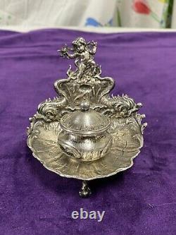 Ancient Ink-of-one Solid Silver 18th Angelot Decor And Newt Raisin Bunch Punch