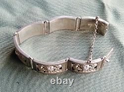 Ancient Jewel Solid Silver Bracelet, Rose Decoration