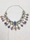 Ancient Kabyle Berber Necklace In Solid Silver With Blue, Green, And Yellow Enamel From Africa