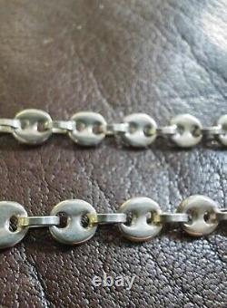Ancient Large Necklace 46g Long Silver Solid Coffee Grain Chain Silver Necklace