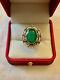 Ancient Large Solid Silver Ring With Genuine Emerald Size 55
