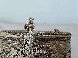 Ancient Middle Eastern Solid Silver Filigree Cuff Bracelet Star Moon