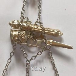 Ancient Miniature Chatelaine, Vintage / Toy, Tea Set, Doll / Silver Hallmarked