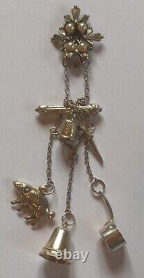Ancient Miniature Chatelaine, Vintage / Toy, Tea Set, Doll / Silver Hallmarked