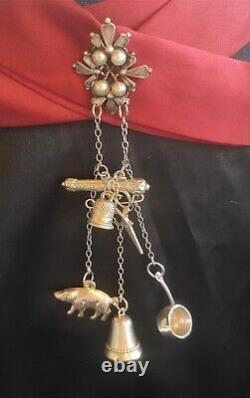 Ancient Miniature Chatelaine, Vintage / Toy, Tea Set, Doll / Silver Hallmarked