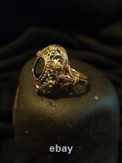 Ancient Napoleon III Ring - 18k Yellow Gold And Sapphire Silver And Diamonds