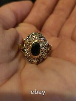 Ancient Napoleon III Ring - 18k Yellow Gold And Sapphire Silver And Diamonds
